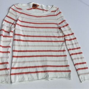 Tory Burch peach and orange Striped Top
